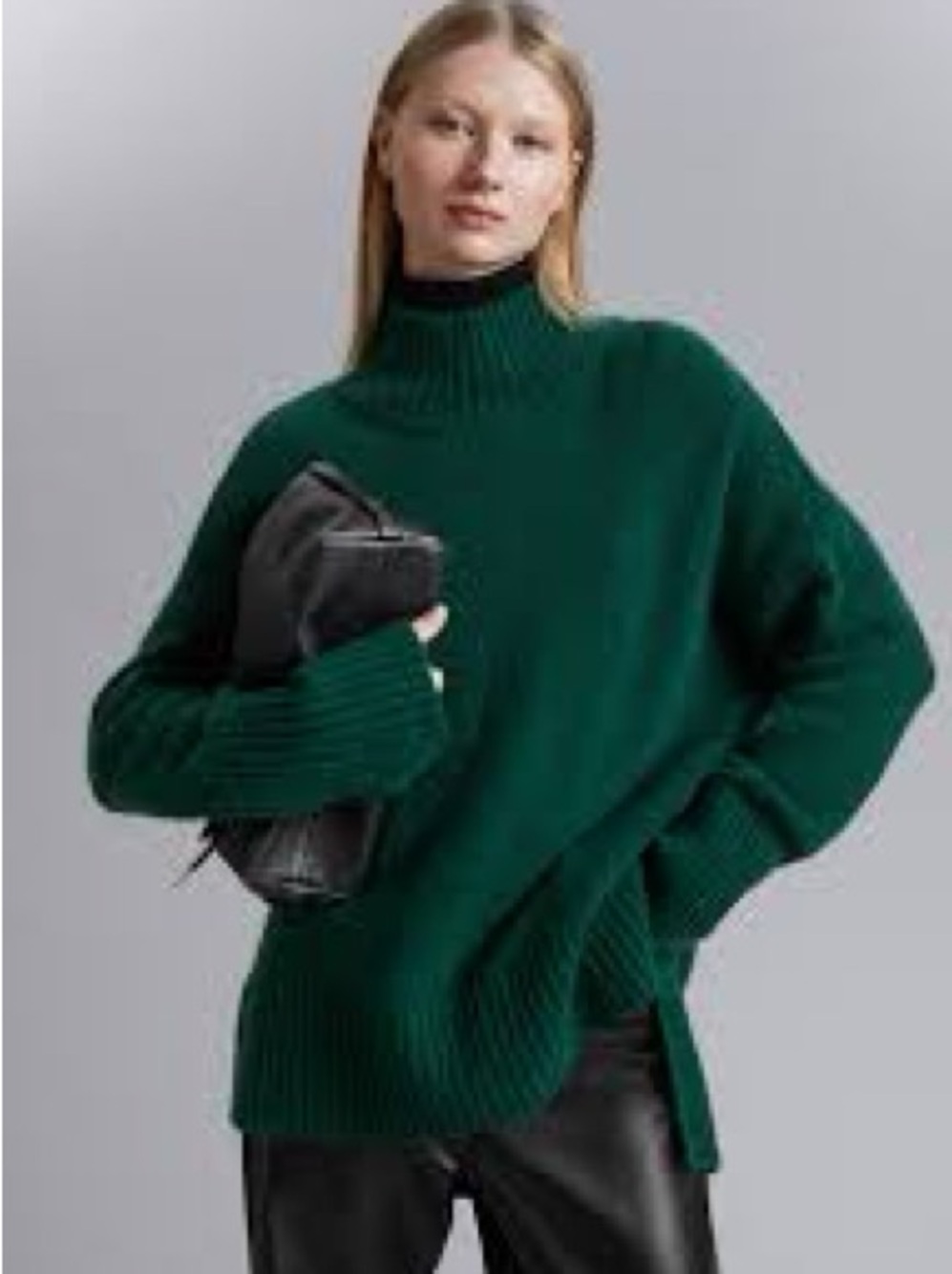 & other stories oversized wool blend sweater, pine green, s - Picture 5 of 9